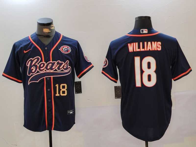 Men's Chicago Bears #18 Caleb Williams Navy Throwback With Patch Cool Base Stitched Baseball Jerseys,We sell and wholesale Men's Chicago Bears #18 Caleb Williams Navy Throwback With Patch Cool Base Stitched Baseball Jerseys on line form chian!